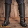 Viking leather shin guards with 3 fastening straps