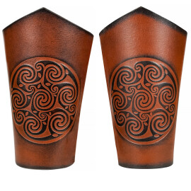 Celtic Leather Bracers with Embossed Spiral Ornament