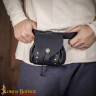 Leather Belt Pouch with Button Closure with Antique Brass Button