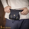 Leather Belt Pouch with Button Closure with Antique Brass Button