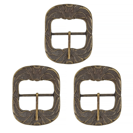 Belt buckles with plant relief, set of 3