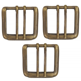 3pcs Double Prong Belt Buckles from Antiqued Brass