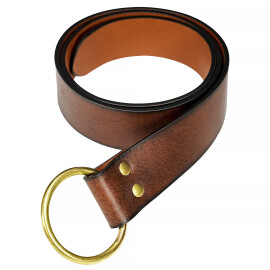Solid Leather Belt with Brass Ring Buckle