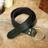 Solid Leather Belt with Brass Ring Buckle
