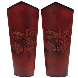 Long Leather Bracers with Embossed Dragons
