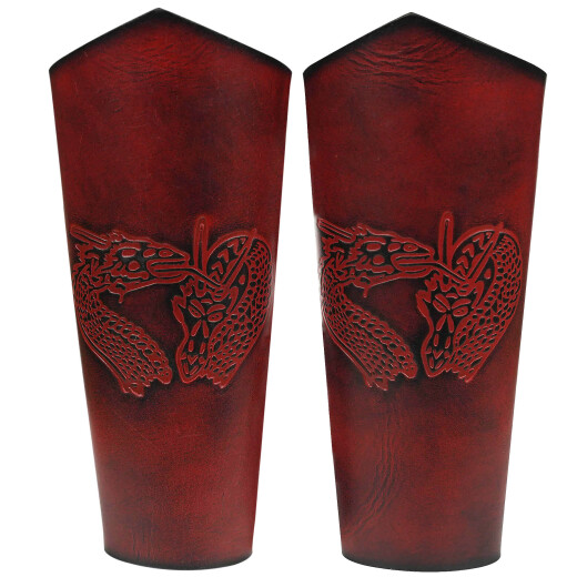 Long Leather Bracers with Embossed Dragons