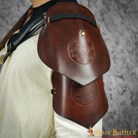 Leather Pauldron with Celtic Spiral Embossing