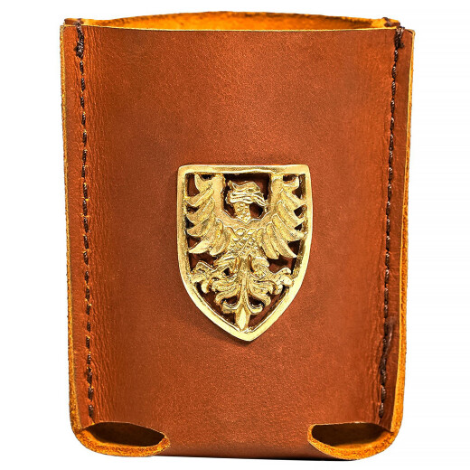 Leather 330ml Can Sleeve with Heraldic Eagle