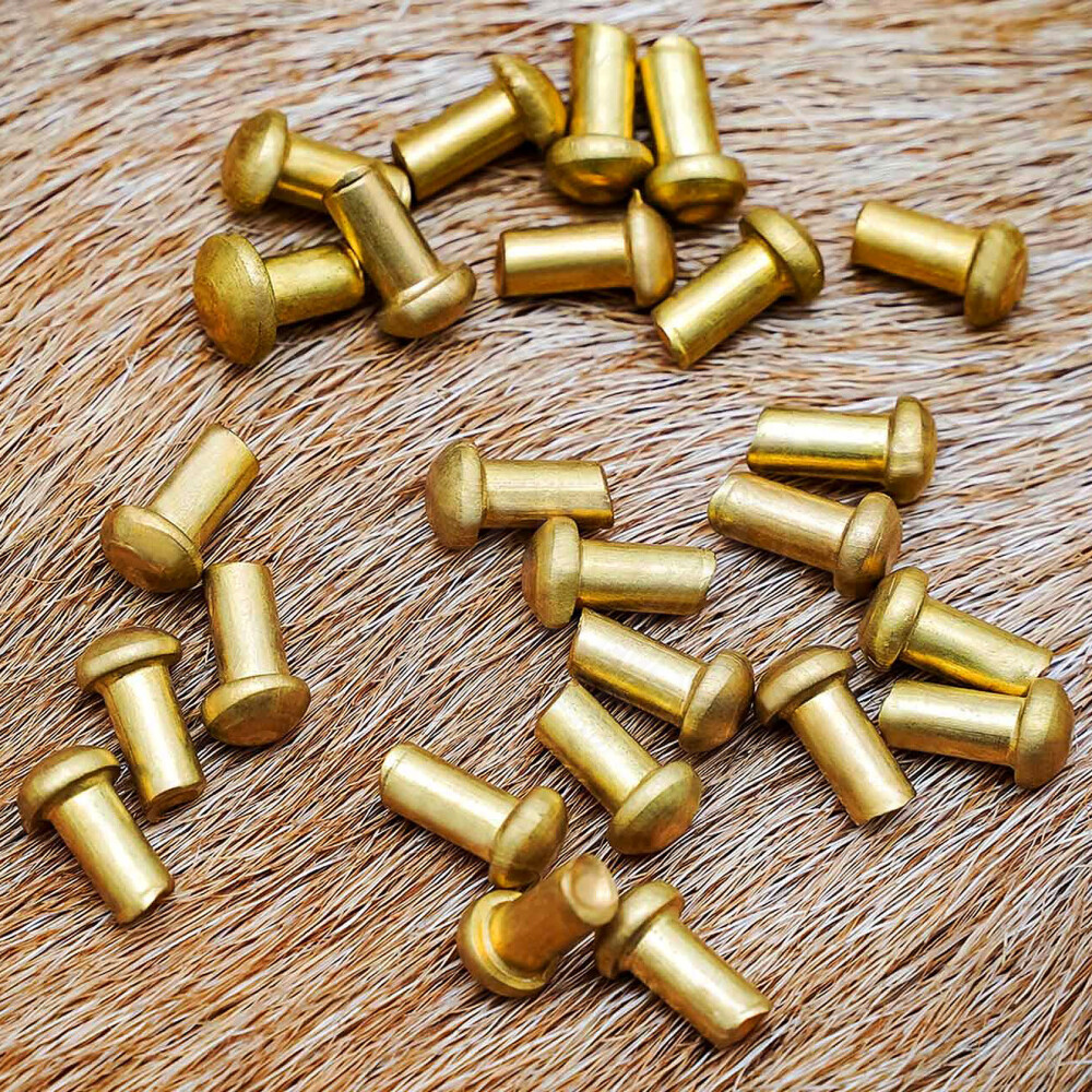 Round Cap Head Solid Brass Rivets DIN 660 DIA M4 x 6mm (25pcs