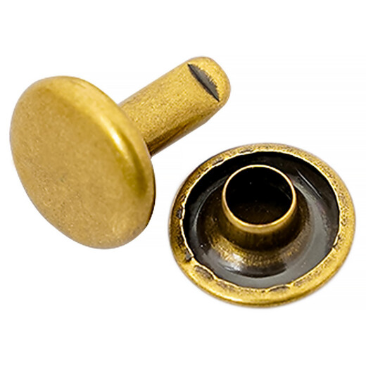 Double Cap Leather Rivets Ø9mm Antique Brass, 100pcs