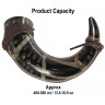 400-500ml drinking horn with charred pattern and leather cord binding