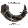 400-500ml drinking horn with charred pattern and leather cord binding