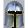 Barbute with brass-bordered visor - size S