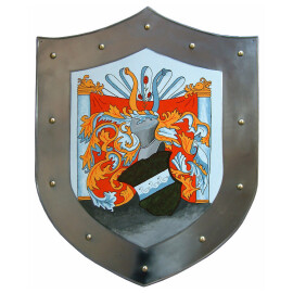 Shield with coat of arms - customized pattern - rolled rusting steel (authentic)