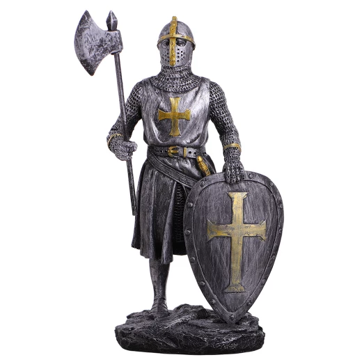 Figure crusader with axe and shield 18cm - broken axe