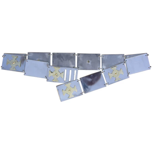 Metall belt de luxe with brass Maltese crosses - rolled rusting steel (authentic), 105cm