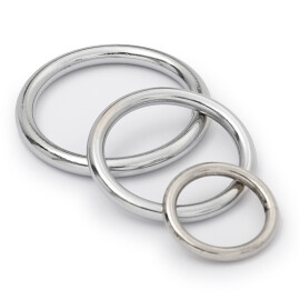 Steel ring buckle with nickel finish, set of 5