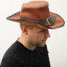 Pánský kožený klobouk ve dvou odstínech hnědé