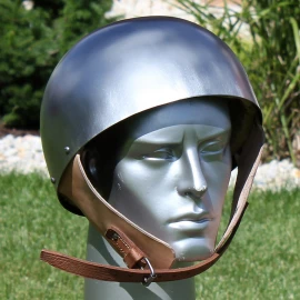 Železná lebka (také skrytá helma nebo Cervelliere) - 2mm (nelze nerez ani kalenou pružinovku) kartáčovaná, matná - M, vycpaná látková výstelka