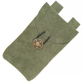 Historicising suede belt pouch for mobile phone and other small items