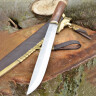 Viking Seax, Type 1, with walnut hilt leather sheath, 48cm
