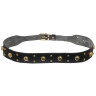 Leather Belt with Brass Studs - M black