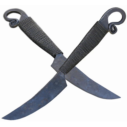 Hand forged metal knife with coiled ring grip - without scabbard, not hardened construction steel DIN USt37-2 | GOST St2kp (may get deformed in use)