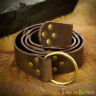 Leather Belt with Brass Ring Buckle