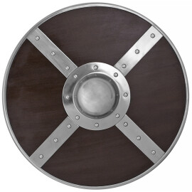 Wooden round shield with steel fittings