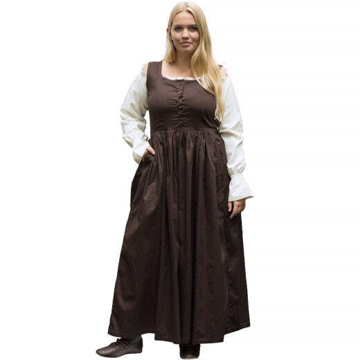 Sleeveless Medieval Dress, Overdress Lene, brown