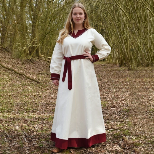 Wikinger Kleid Jona, natur/weinrot - Outlet