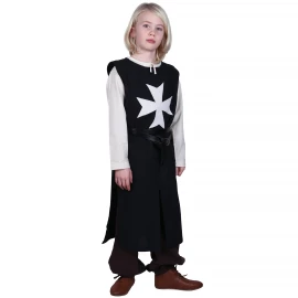 Hospitaller Tabard / Surcoat Alexander for Children, black/natural colored