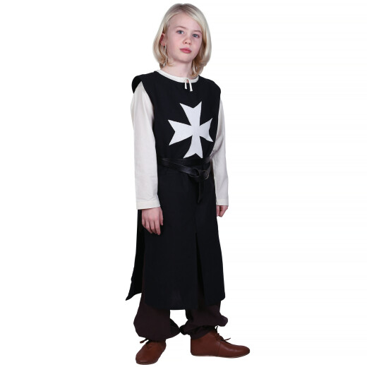 Hospitaller Tabard / Surcoat Alexander for Children, black/natural colored