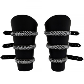 Leather Bracers with Chainmail-Covered Straps