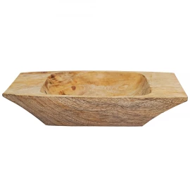 Obdélníková ručně dlabaná dřevěná miska 28x18cm