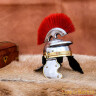 Mini Roman Centurion Helmet with Red Plume and Wooden Stand