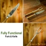 Tradiční příbor, nůž a vidlička s držadly z tvrdého dřeva z nerezové oceli 20cm