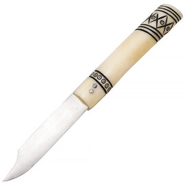 Viking Folding Knife with Engraved Bone Handle
