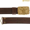 Urban Viking Belt with Odin Raven Solid Brass Buckle & Embossed real leather