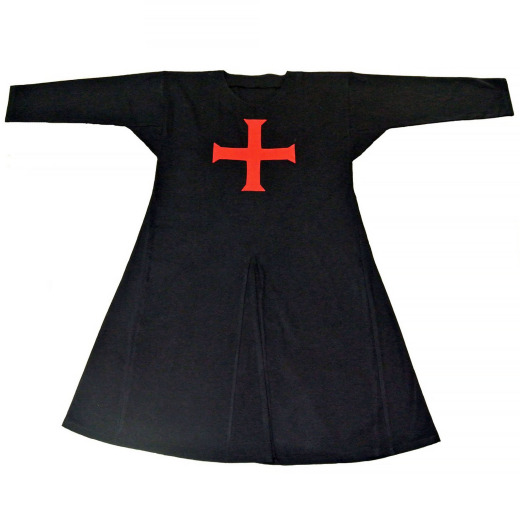 Kreuzfahrertunika schwarz mit rotem Kreuz