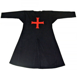 Křižácká tunika černá s červeným křížem