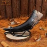 Viking Drinking Horn 300ml with Hand Carved Knot Shield
