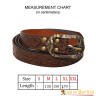 Leather belt with floral embossing and antique brass buckle