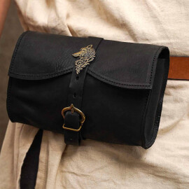 Leather Belt Bag with Wolf Medallion