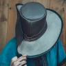 Kožený klobouk z hladké kůže se širokou krempou