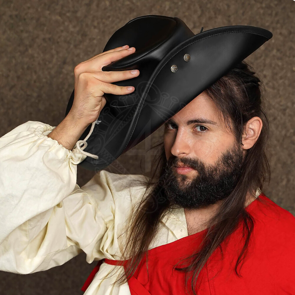 Leather Hat with wide Brim, smooth leather Outfit4events