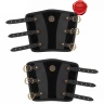 Bracers from smooth and suede leather with an Urnes-style Viking emblem