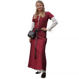 Středověké šaty s krátkým rukávem Cotehardie Ava vínové