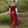 Středověké šaty s krátkým rukávem Cotehardie Ava vínové