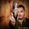 Hand-Carved Viking Drinking Horn with Skull Cross, 500-600 ml